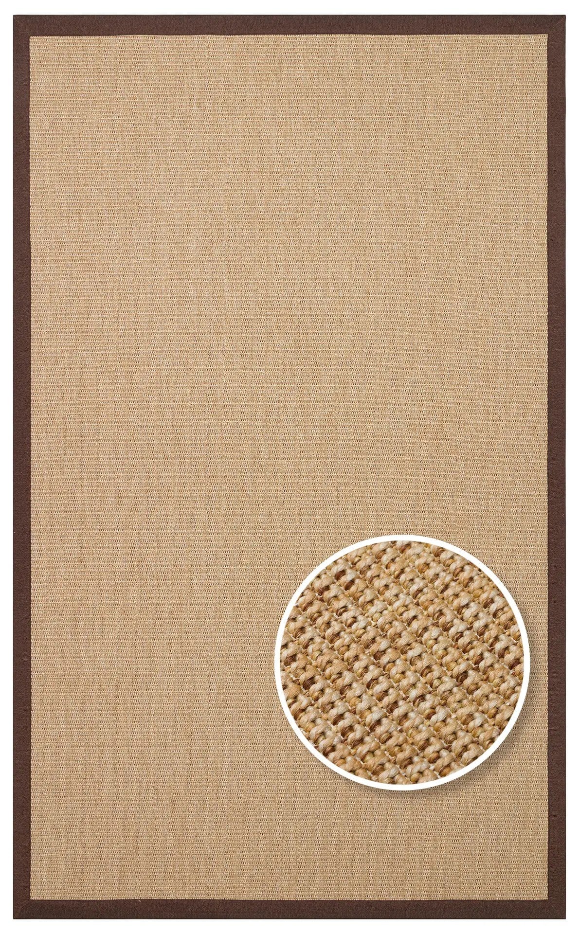 Modern Tasarımlı  Sisal Natural Dokuma Kahve Kumaş Bordür Halı vnt 2702