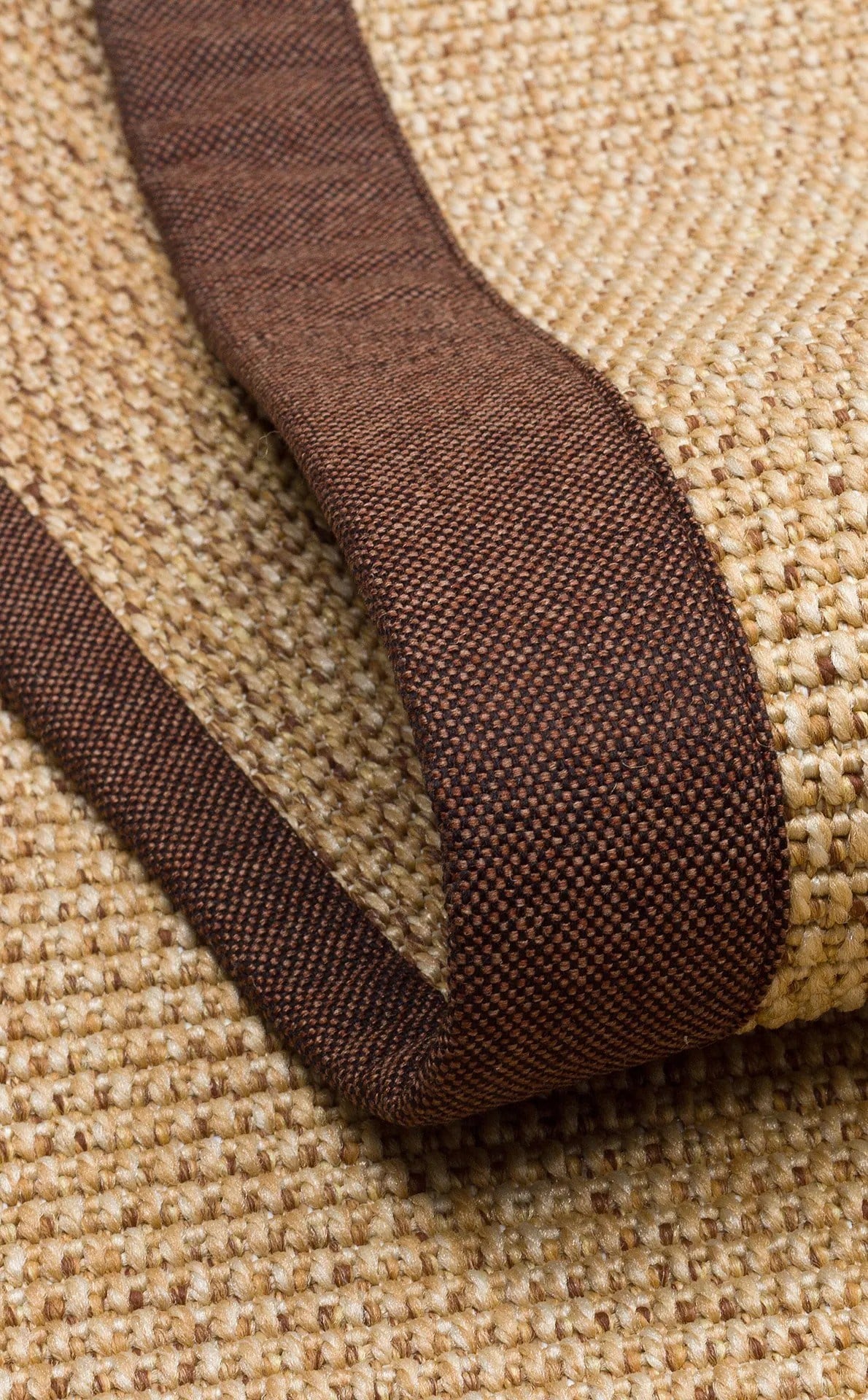 Modern Tasarımlı  Sisal Natural Dokuma Kahve Kumaş Bordür Halı vnt 2702