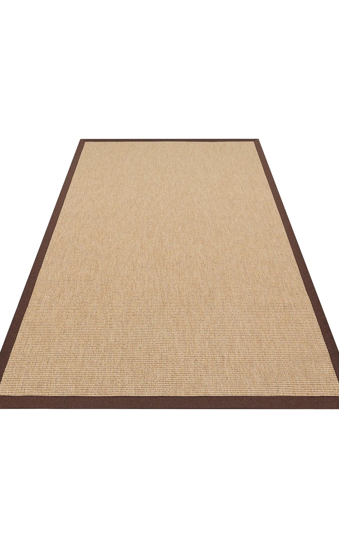 Modern Tasarımlı  Sisal Natural Dokuma Kahve Kumaş Bordür Halı vnt 2702