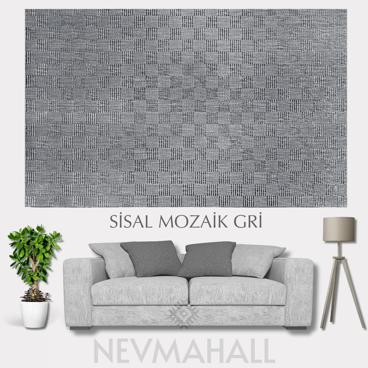 Mozaik Gri Yumuşak Sisal