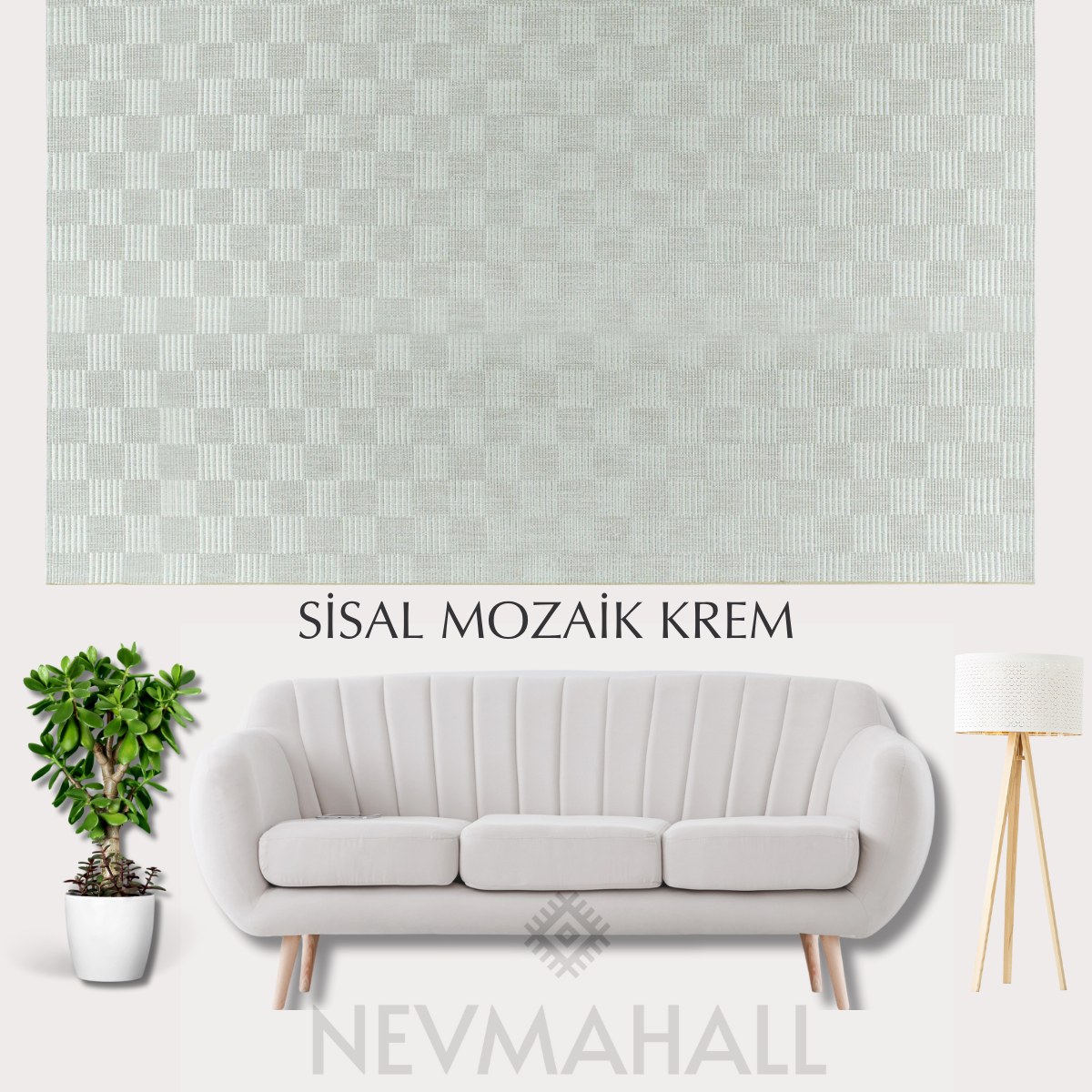 Mozaik Krem Yumuşak Sisal