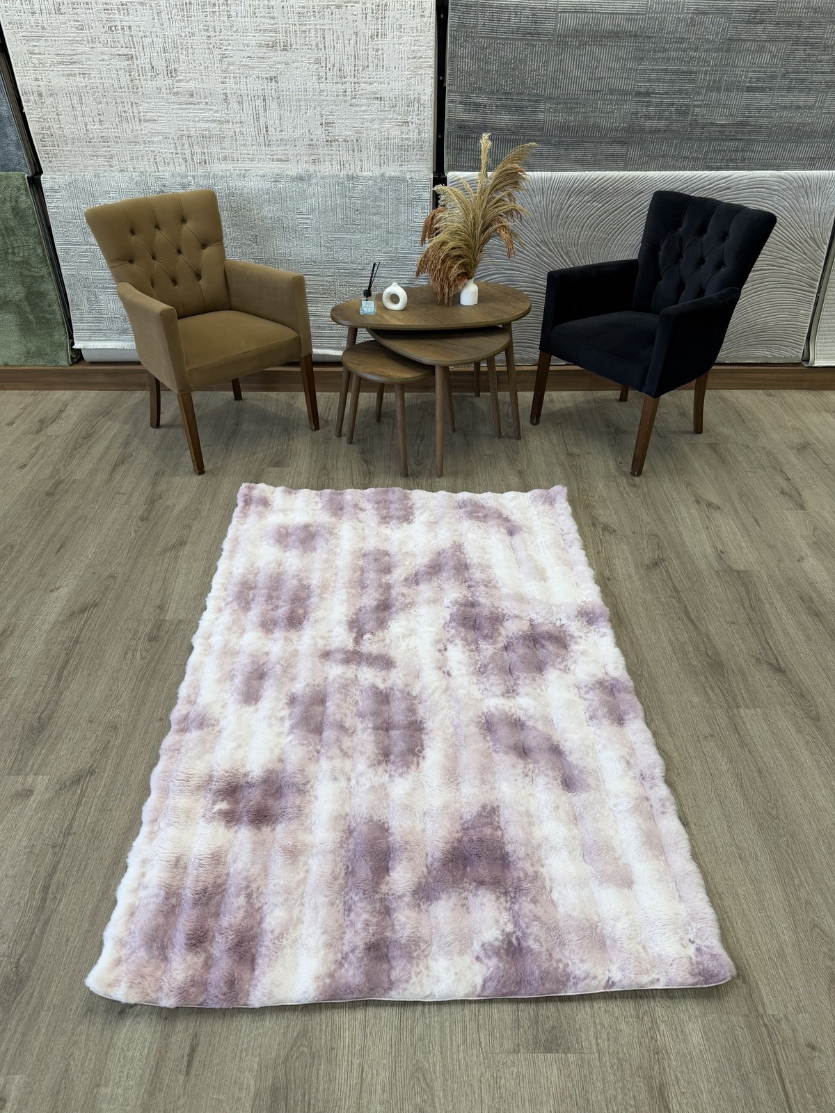 Multi Lila Bubble Peluş Halı - Yumuşak Dokulu Kolay Temizlenir 420