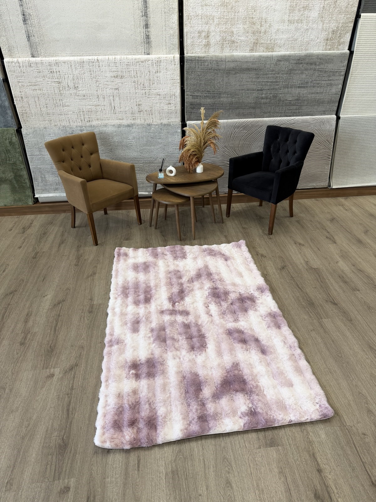 Multi Lila Bubble Peluş Halı - Yumuşak Dokulu Kolay Temizlenir 420