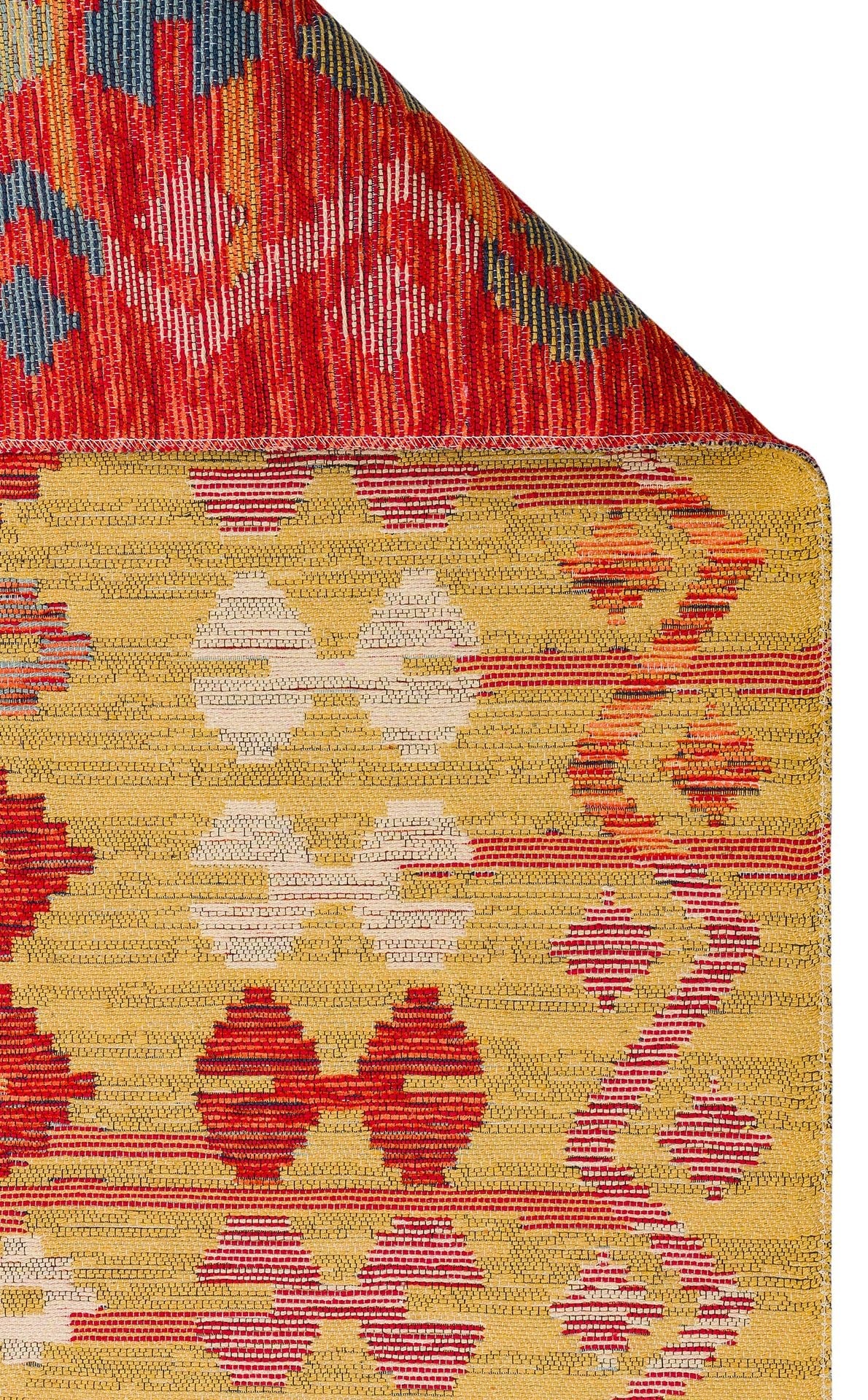 Nevmahall Nomad NMD03 Red Çift Taraflı Yıkanabilir Pamuk Şönil Kilim
