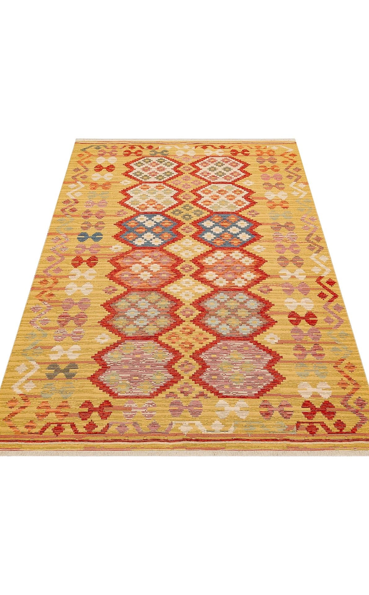 Nevmahall Nomad NMD03 Red Çift Taraflı Yıkanabilir Pamuk Şönil Kilim
