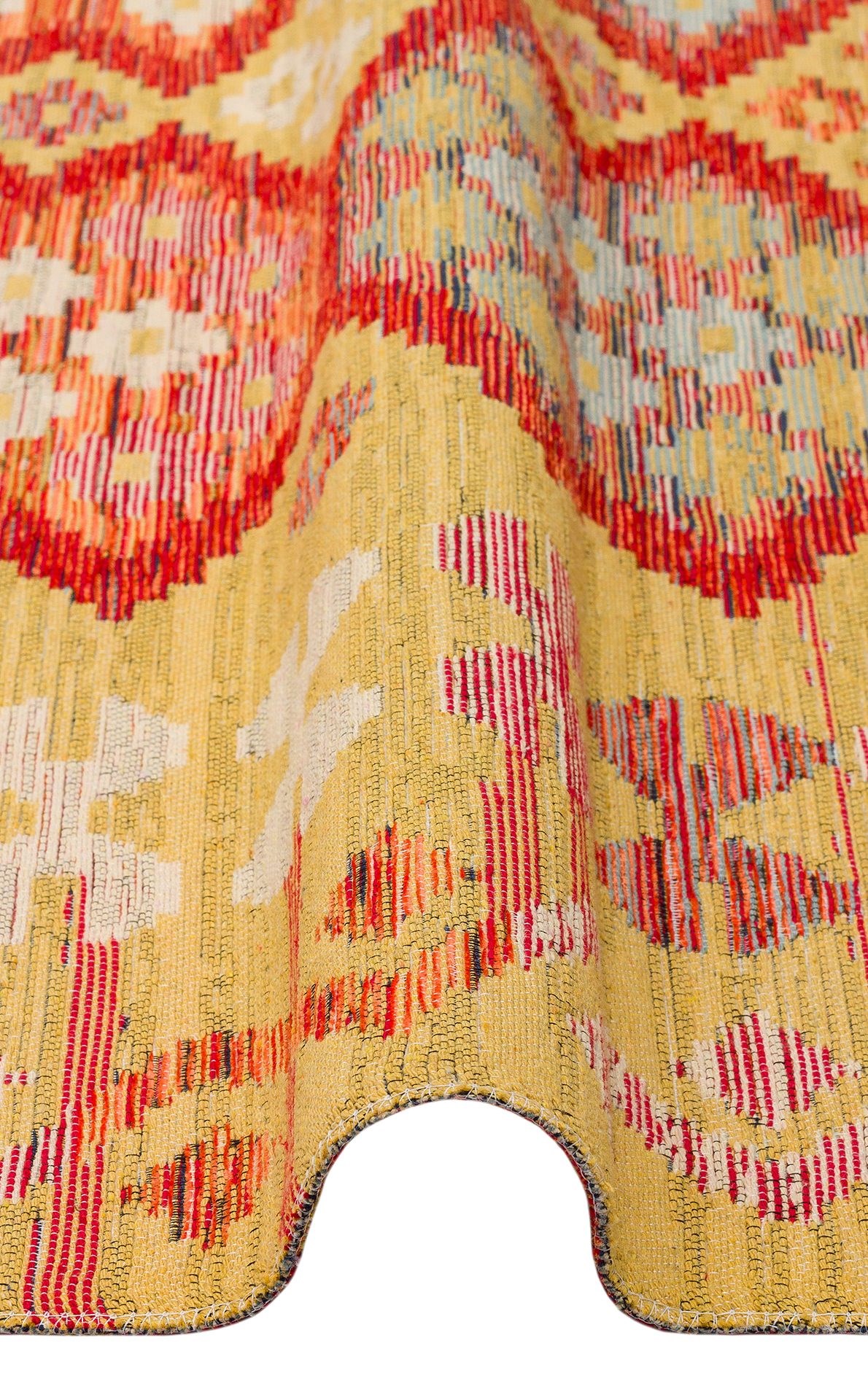 Nevmahall Nomad NMD03 Red Çift Taraflı Yıkanabilir Pamuk Şönil Kilim