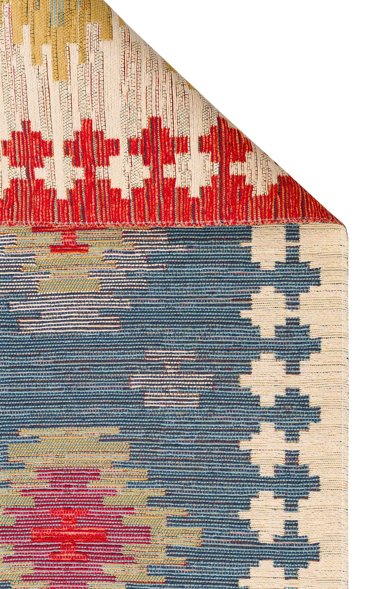 Nevmahall Nomad NMD04 Navy Çift Taraflı Yıkanabilir Pamuk Şönil Kilim