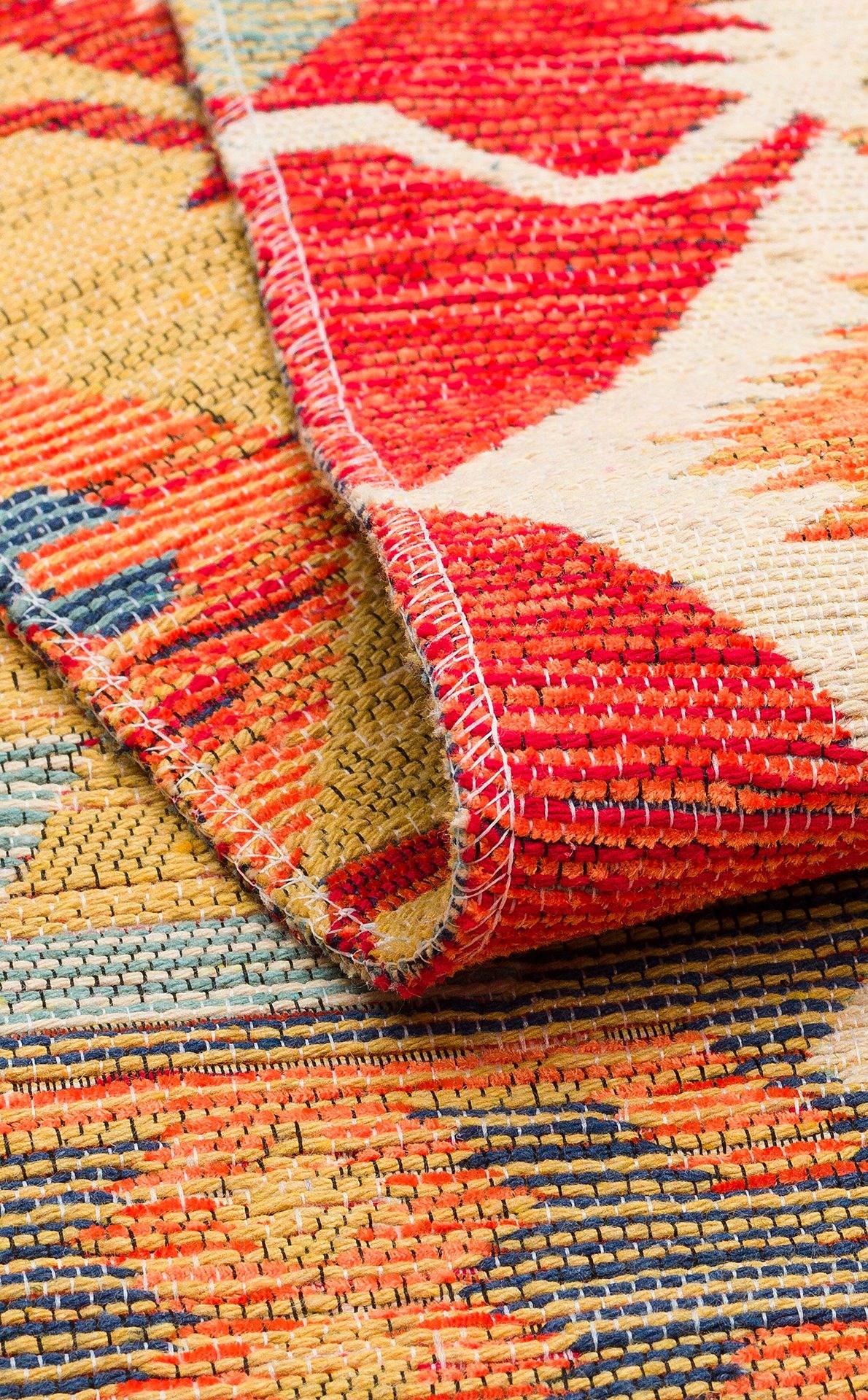 Nevmahall Nomad NMD06 Red Çift Taraflı Yıkanabilir Pamuk Şönil Kilim