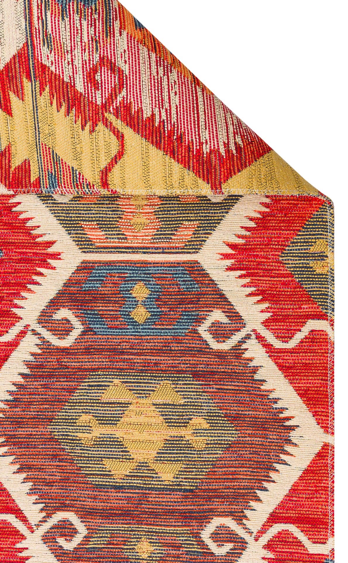 Nevmahall Nomad NMD06 Red Çift Taraflı Yıkanabilir Pamuk Şönil Kilim