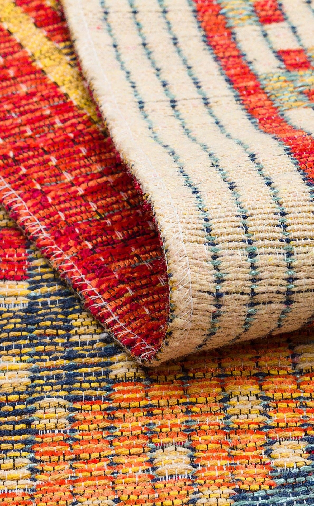 Nevmahall Nomad NMD10 Red Çift Taraflı Yıkanabilir Pamuk Şönil Kilim