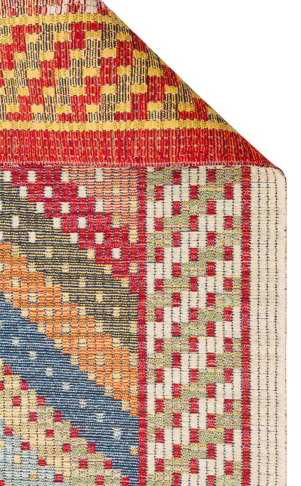 Nevmahall Nomad NMD10 Red Çift Taraflı Yıkanabilir Pamuk Şönil Kilim