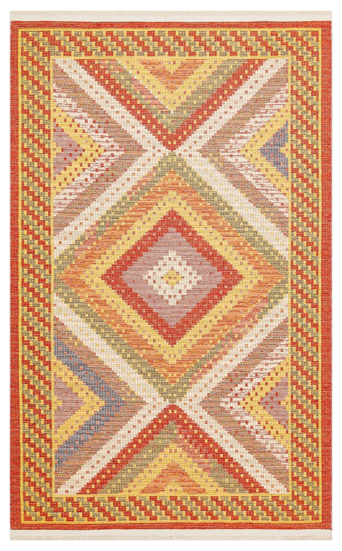 Nevmahall Nomad NMD10 Red Çift Taraflı Yıkanabilir Pamuk Şönil Kilim