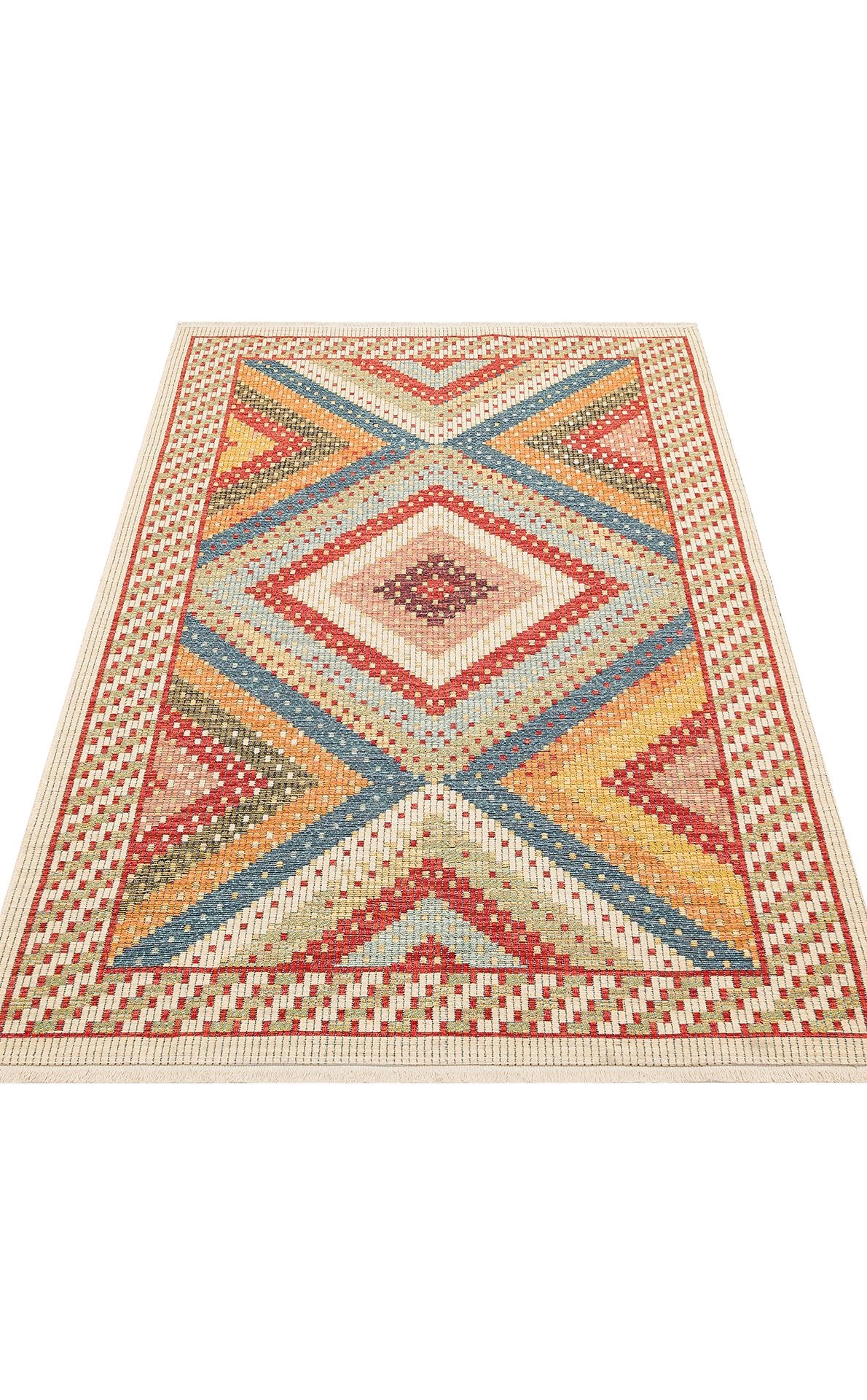 Nevmahall Nomad NMD10 Red Çift Taraflı Yıkanabilir Pamuk Şönil Kilim