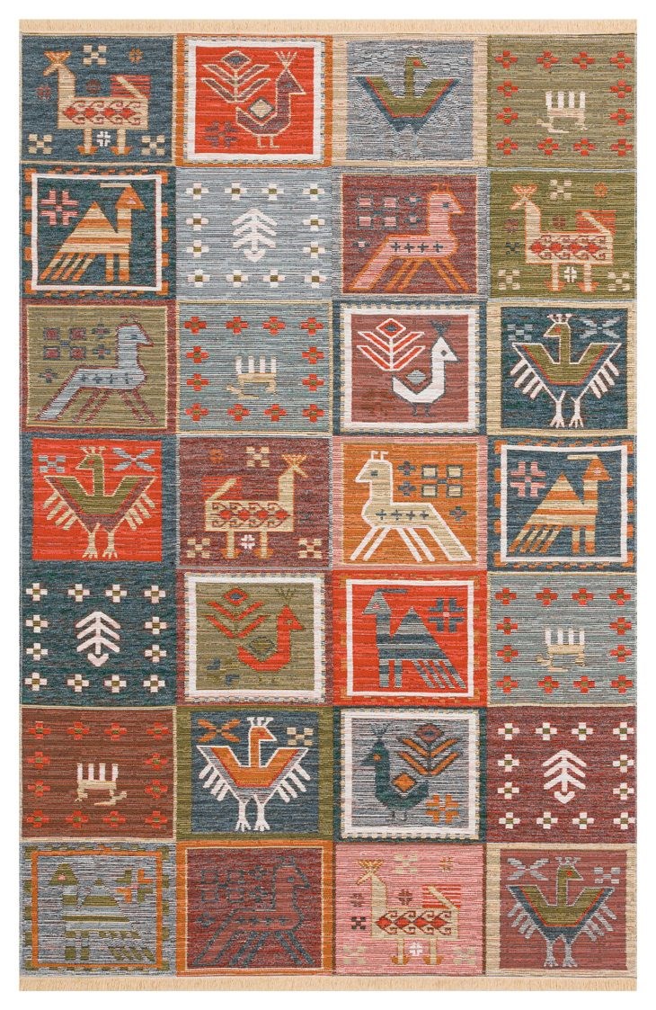 Nevmahall Nomad NMD14 Aqua Multy Çift Taraflı Yıkanabilir Pamuk Şönil Kilim