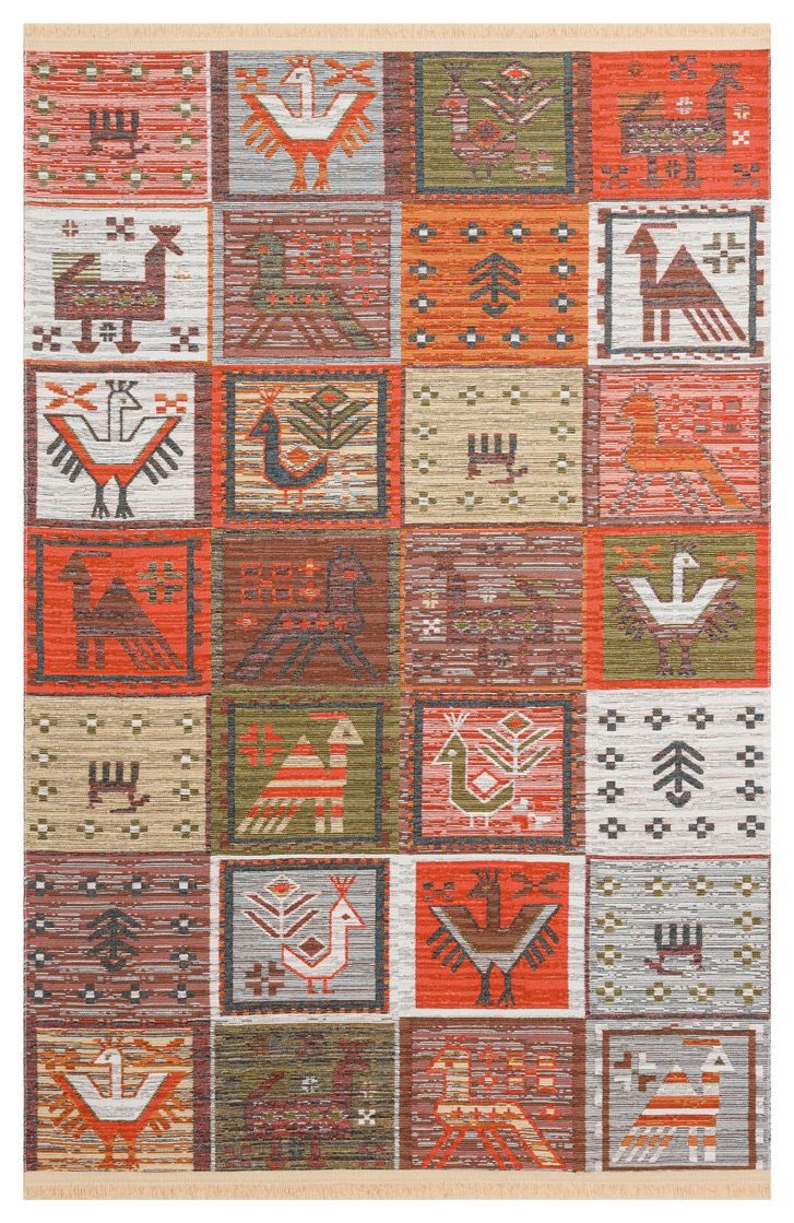 Nevmahall Nomad NMD14 Aqua Multy Çift Taraflı Yıkanabilir Pamuk Şönil Kilim