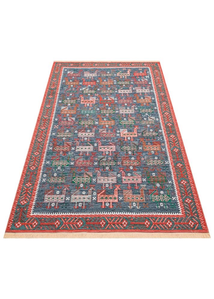 Nevmahall Nomad NMD16 Navy Çift Taraflı Yıkanabilir Pamuk Şönil Kilim