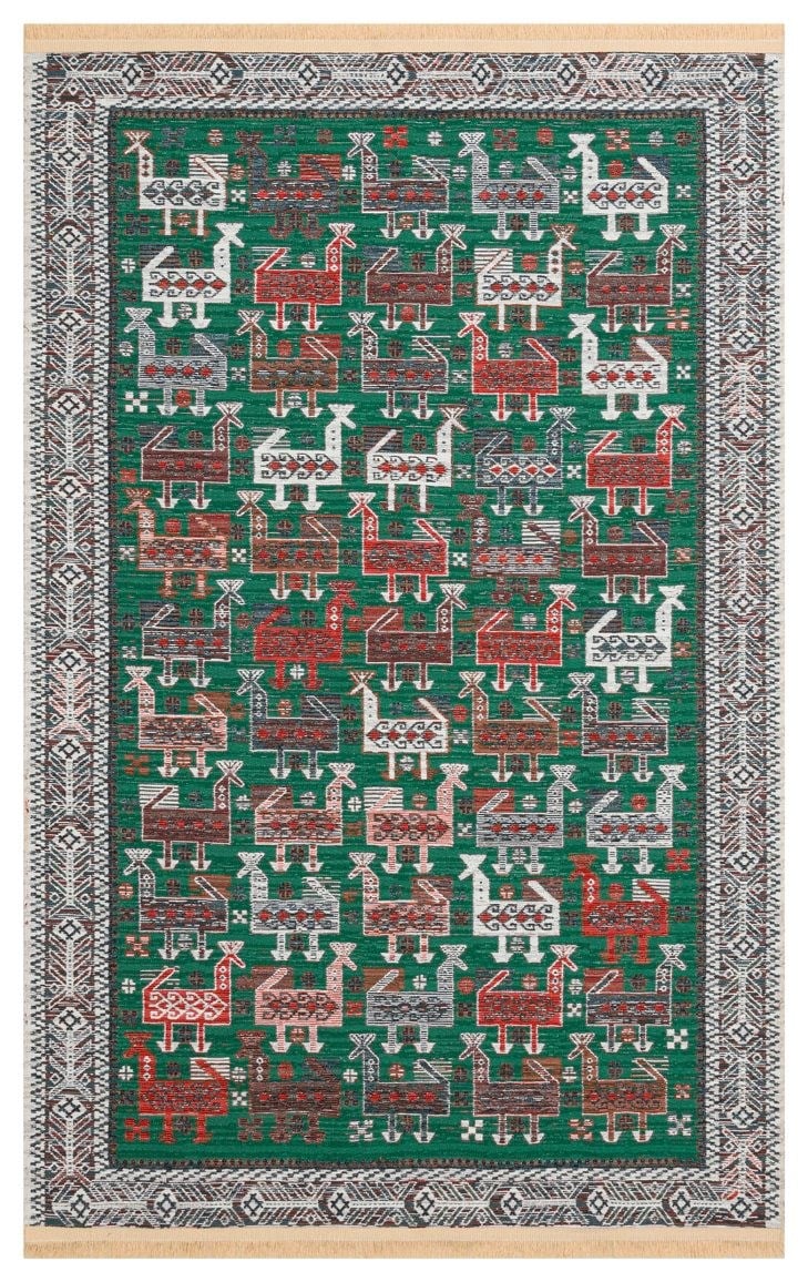 Nevmahall Nomad NMD16 Navy Çift Taraflı Yıkanabilir Pamuk Şönil Kilim
