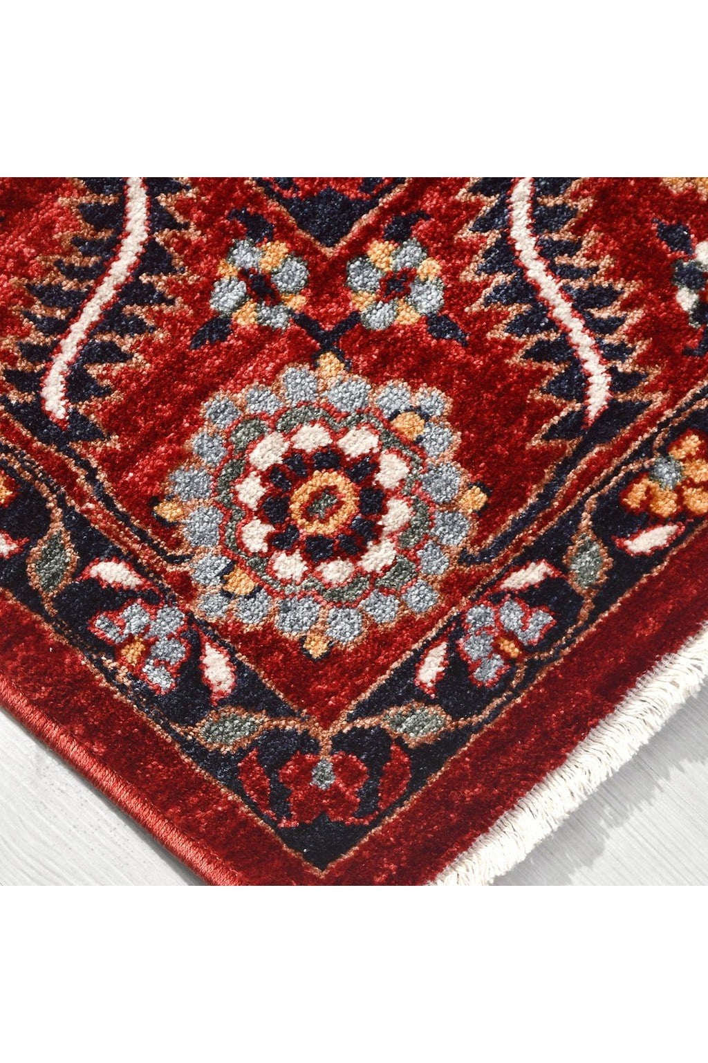 Nostalji Serisi Kırmızı Bordo Botanik Desenli Vintage Salon Halısı ZB02