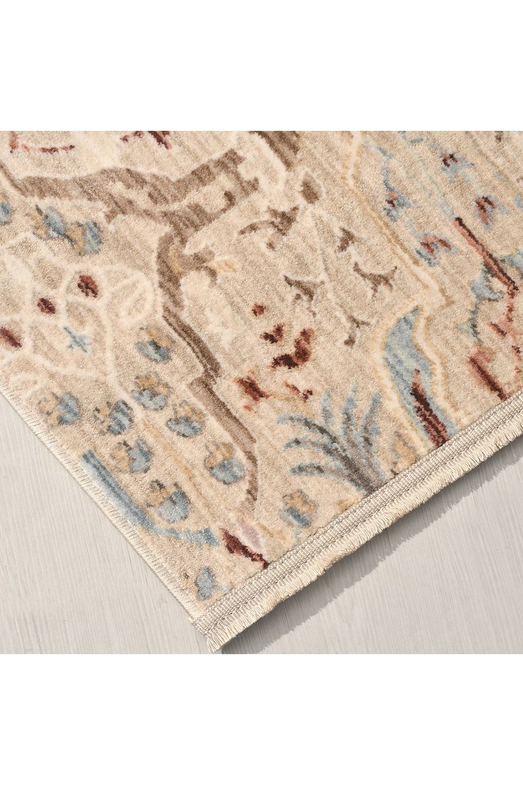Panama Özel Ölçü Serisi Krem Kiremit Floral Desenli Vintage Salon Halısı PN02