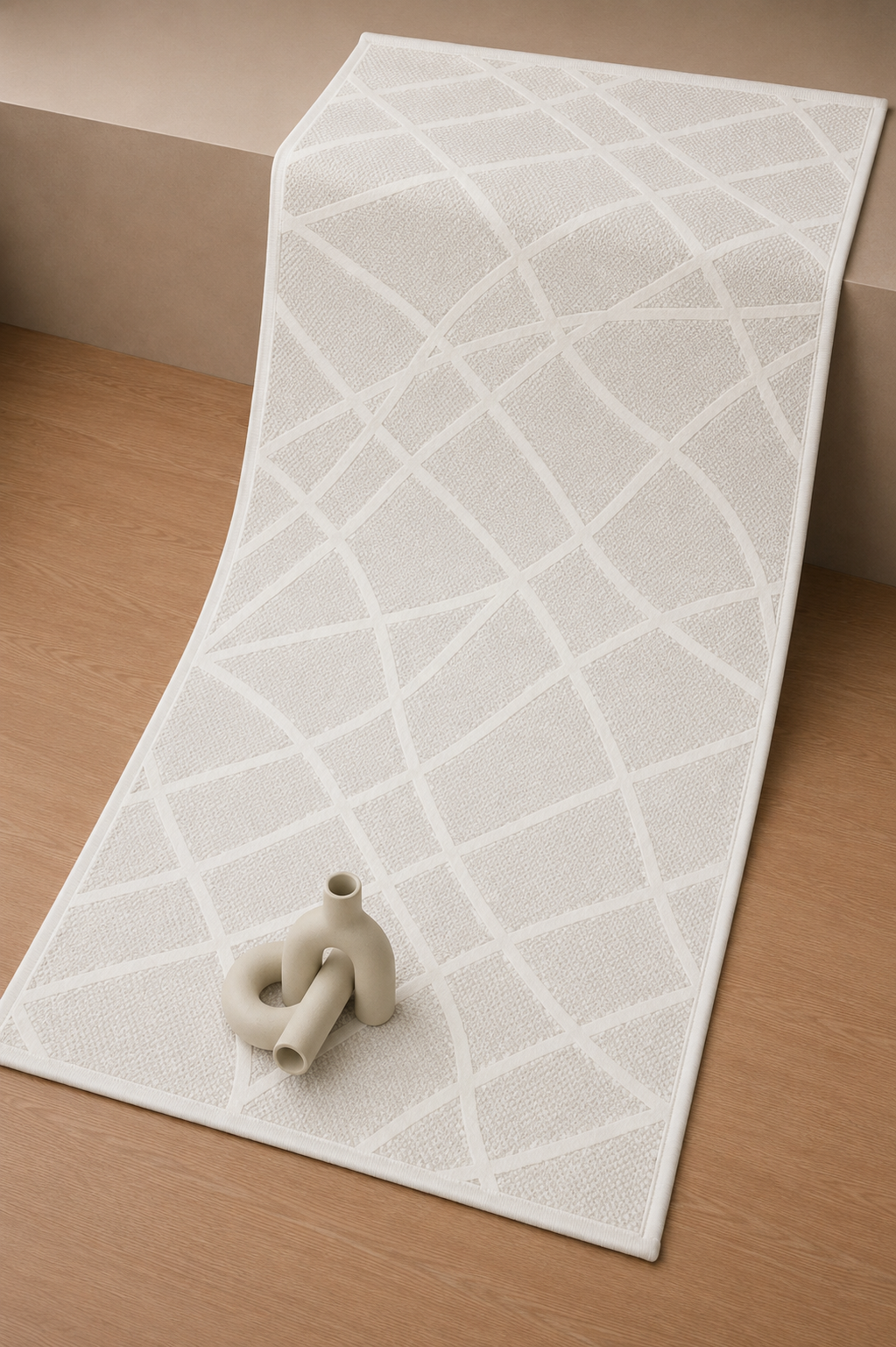 Premium Kalite Makinada Yıkanabilir Kaymaz Taban Antialerjik Wool Bukle Sisal 8002 Krem