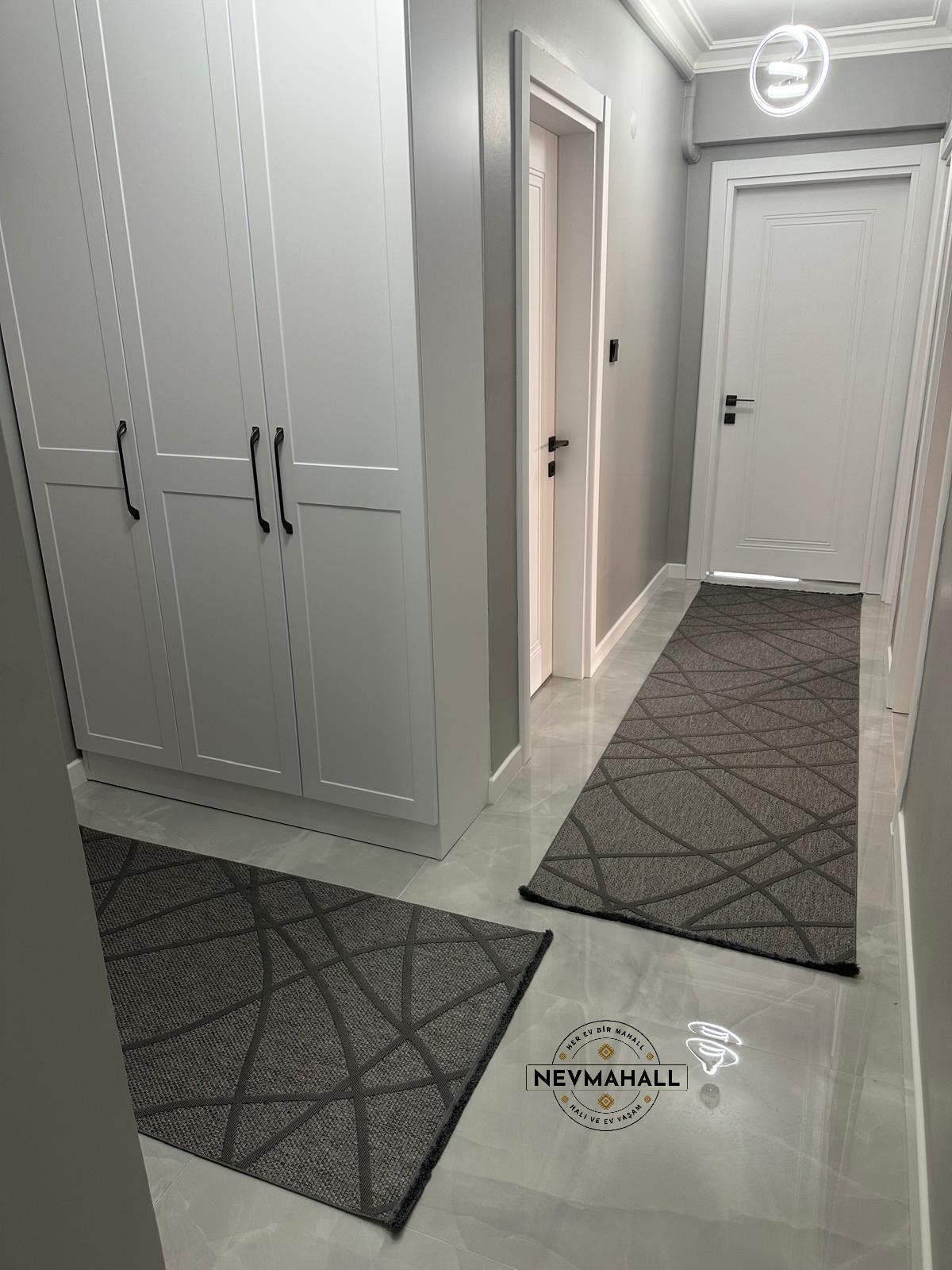 Premium Kalite Makinada Yıkanabilir Kaymaz Taban Antialerjik Wool Bukle Sisal 8002 Antrasit