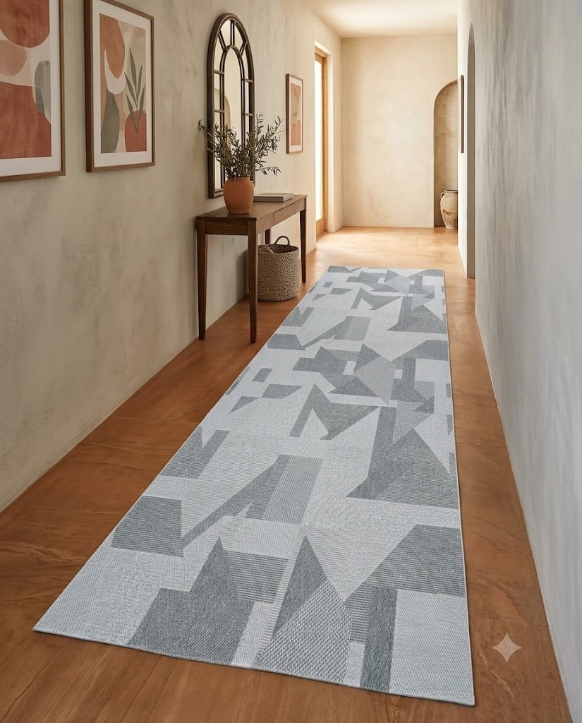 Premium Kalite Makinada Yıkanabilir Kaymaz Taban Antialerjik Spor Desen Wool Sisal Halı Gri