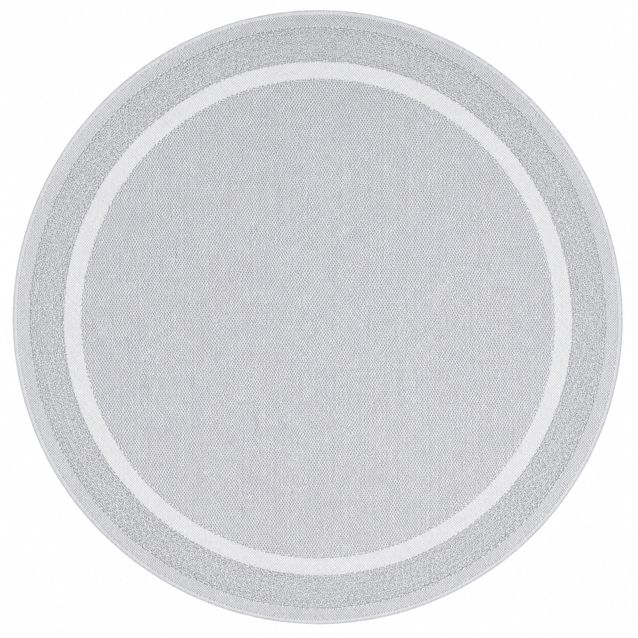 Premium Kalite Makinada Yıkanabilir Kaymaz Taban Antialerjik Wool Çerçeveli Bukle Sisal 8001 Gri Krem