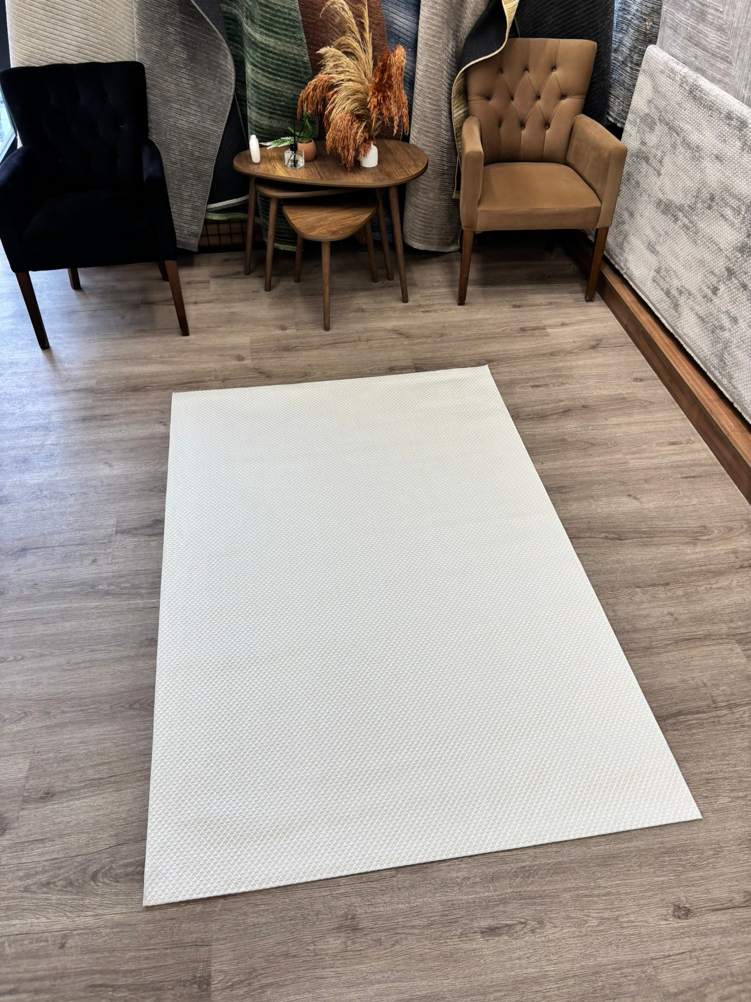Sade ve Zarif Özel Ölçülü Premium Kalite Makinada Yıkanabilir Kaymaz Taban Antialerjik  Wool Sisal Halı Düz Krem 