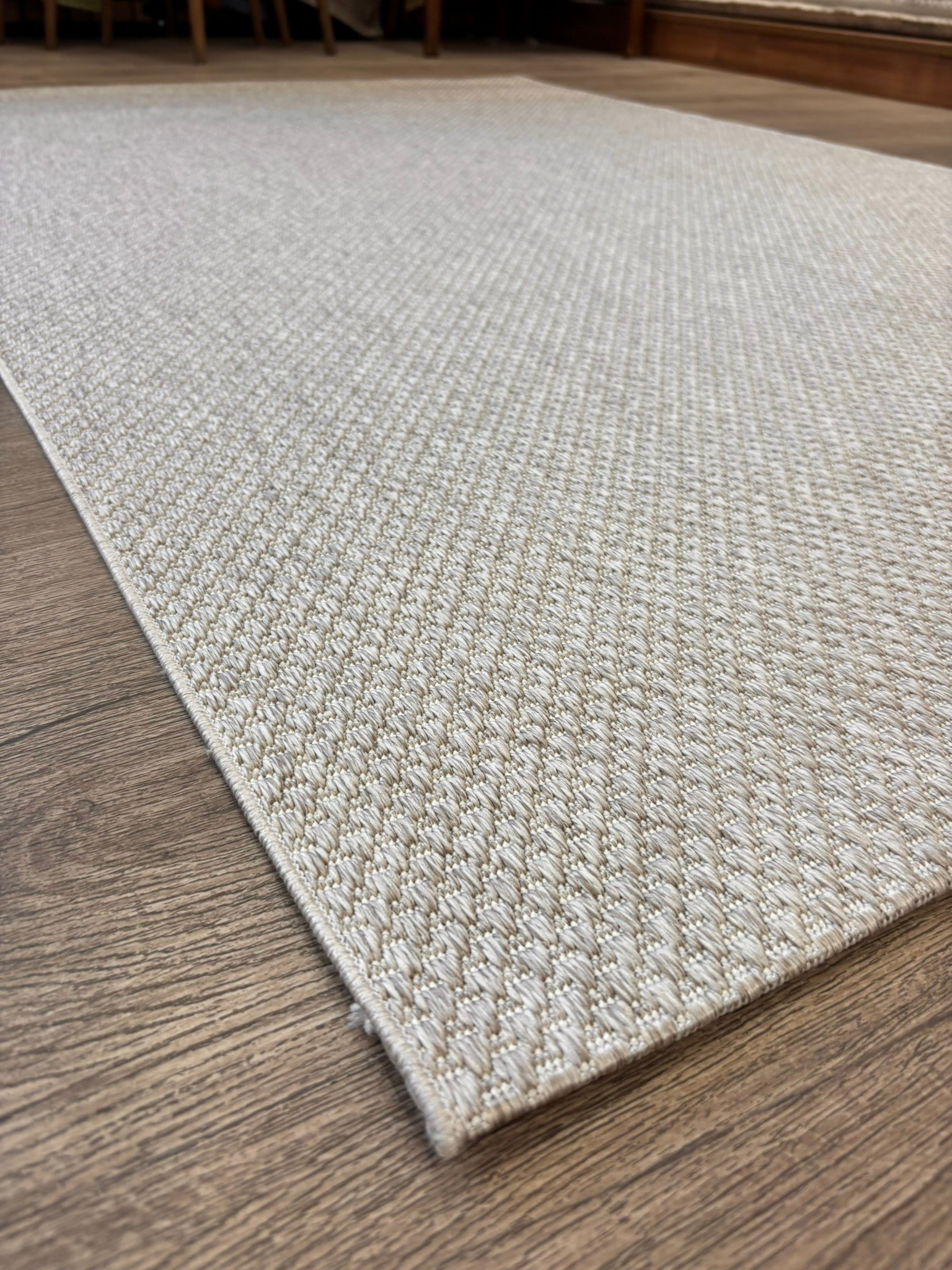 Sade ve Zarif Özel Ölçülü Premium Kalite Makinada Yıkanabilir Kaymaz Taban Antialerjik  Wool Sisal Halı Düz Bej