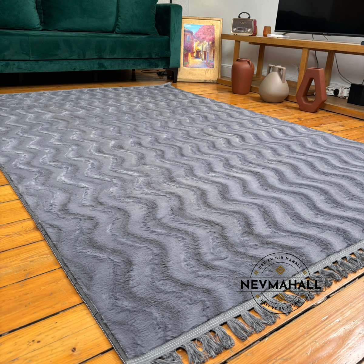 Zigzag Antrasit Peluş