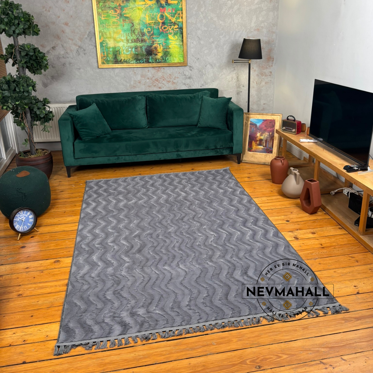 Zigzag Antrasit Peluş