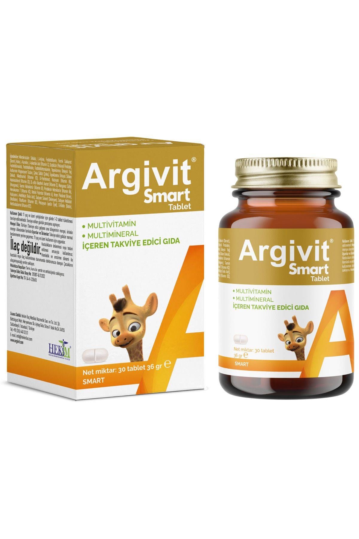 ArgivitSmart Tablet 30 Tablet - Fosfatidilserin, Kolin, L-arginin, Multivitamin Ve Multimineral