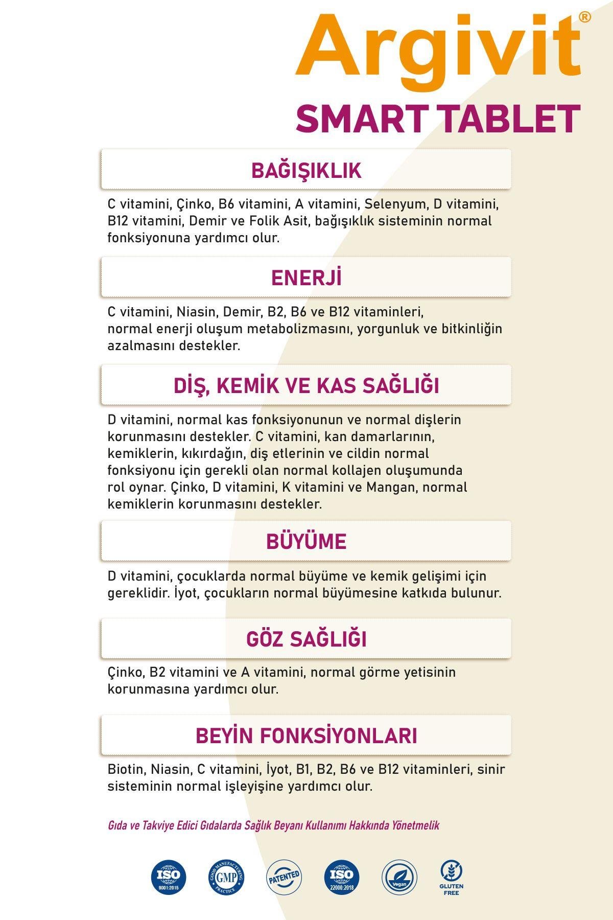 ArgivitSmart Tablet 30 Tablet - Fosfatidilserin, Kolin, L-arginin, Multivitamin Ve Multimineral