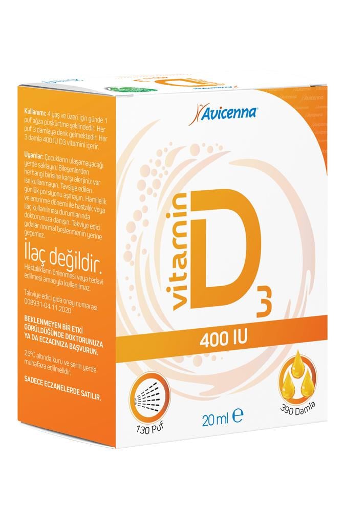 AvicennaAvicenna Vitamin D3 400 IU Damla Sprey 20 mlAvicenna Vitamin D3 400 IU Damla Sprey 20 ml Fiyatı ve Özellikleri | Mutlufiyatlar