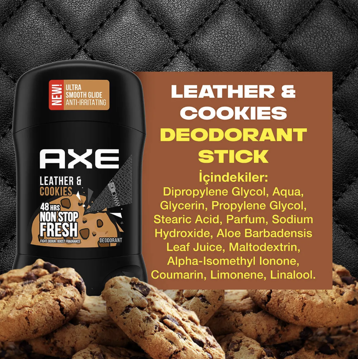 AxeAxe Stick Leather Cookies 50 grAxe Stick Leather Cookies 50 gr Fiyatı ve Özellikleri | Mutlufiyatlar