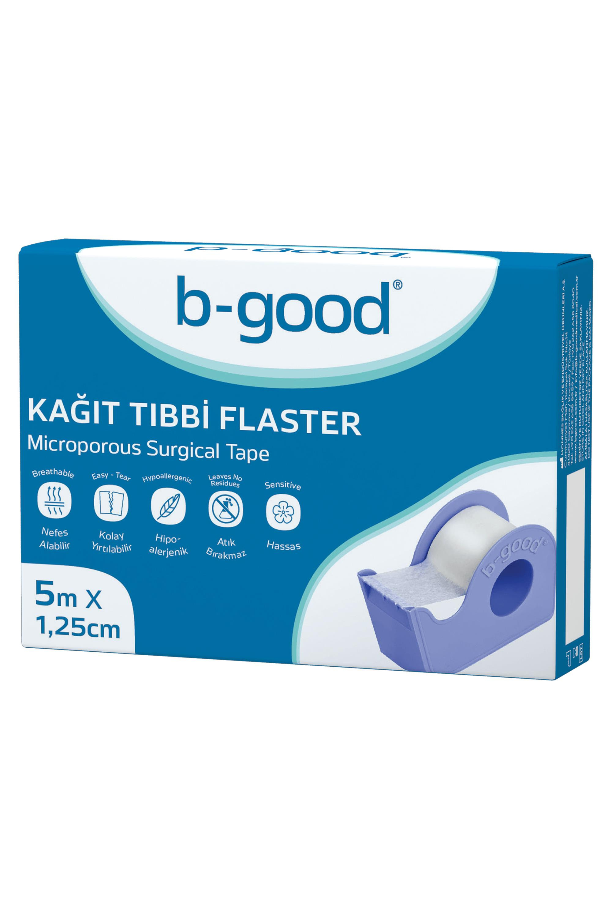 B-GoodB-Good Kağıt Flaster 5mx1,25cmB-Good Kağıt Flaster 5m x 1.25cm | Hassas Ciltler İçin