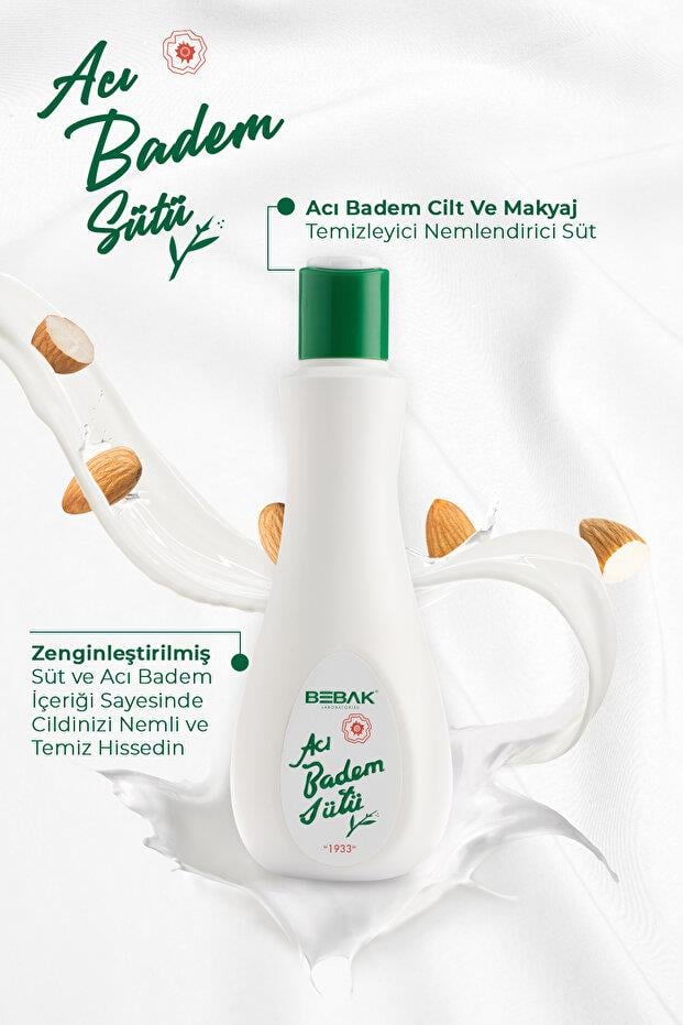 BebakBebak Acı Badem Makyaj Temizleme Ve Nemlendirici Bakım Sütü 215 grBebak Acı Badem Sütü 215 gr Fiyatı ve Özellikleri | Mutlufiyatlar