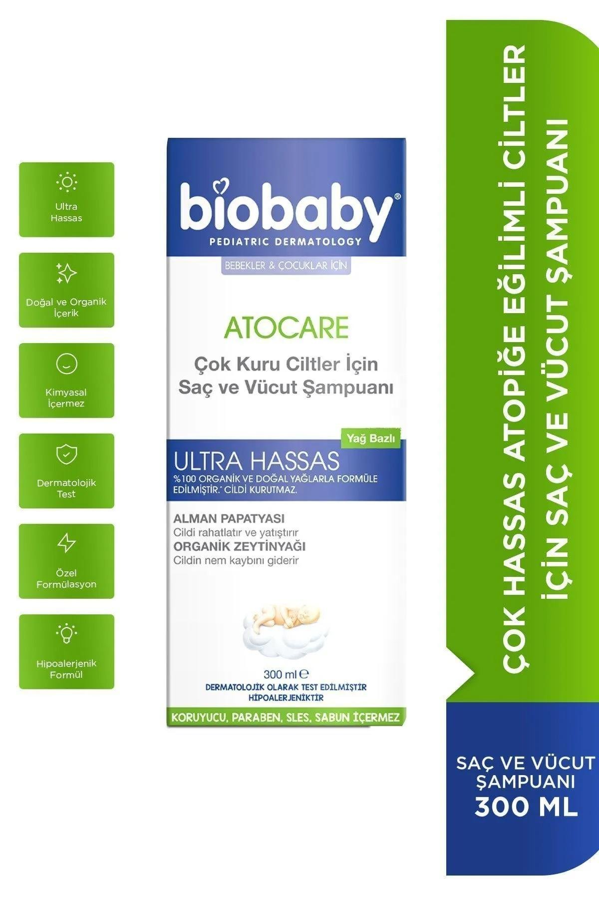 Biobaby Biobaby Atocare Saç Ve Vücut Şampuanı Çok Kuru Ciltler İçin 300 ml Biobaby Atocare Şampuan 300ml | Bebekler İçin Kuru Cilt Bakımı