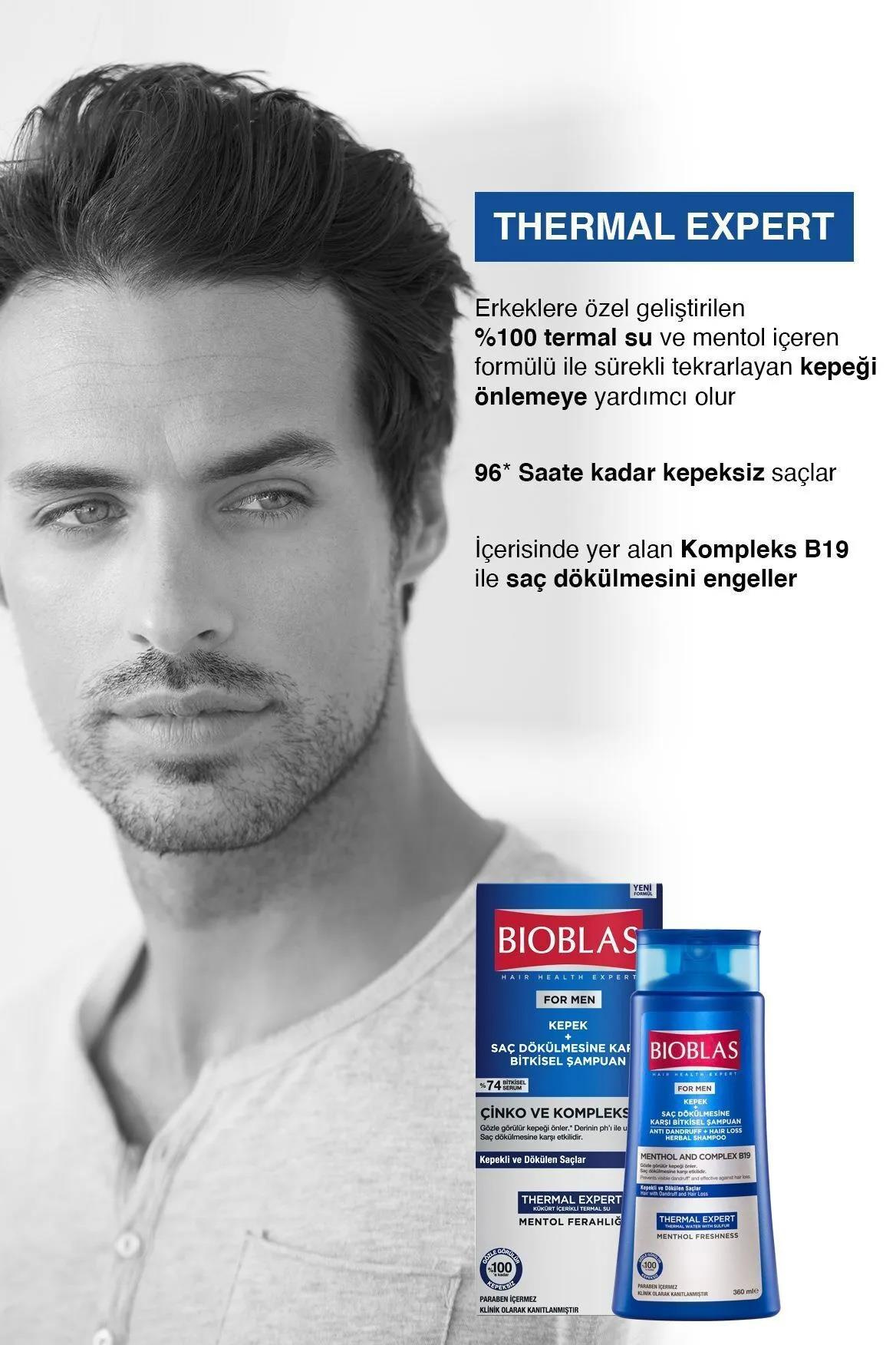 BioblasBioblas Thermal Expert Men Kepek ve Saç Dökülmesine Karşı Şampuan 360 MlBioblas Thermal Expert Men 360 ml | Kepek ve Dökülmeye Karşı