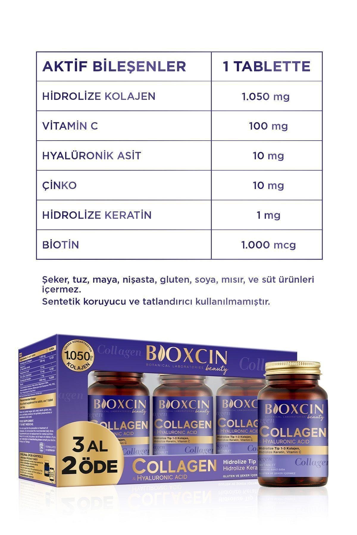 BioxcinBioxcin Collagen Tip 1-3 Kolajen 3 x 30 Tablet - 3 Al 2 ÖdeBioxcin Collagen Hyaluronic Acid Hidrolize Tip 1-3 Kolajen 3 x 30 Tablet - 3 Al 2 Öde Fiyatı ve Özellikleri | Mutlufiyatlar