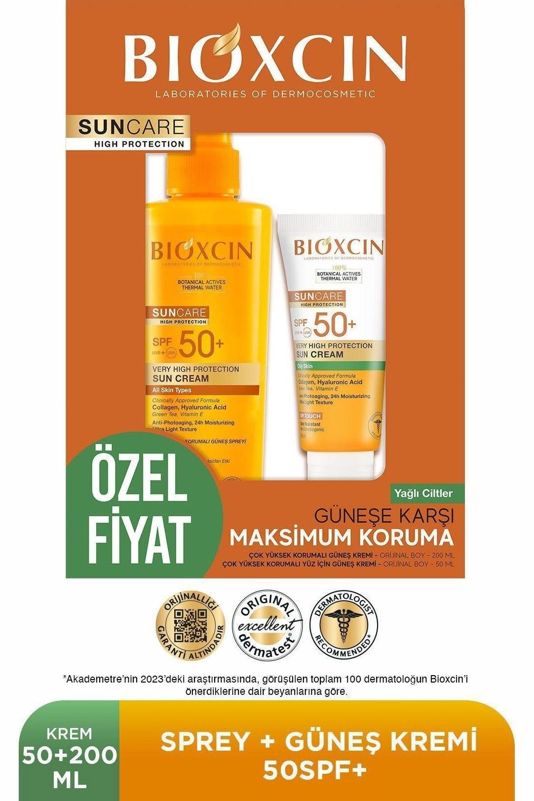 BioxcinBioxcin Suncare Güneş Kremi Spf 50+ 50 ml + Güneş Spreyi 200 ml Bioxcin Suncare K/Y Krem SPF50 50 ml + Sprey 200 ml - Kofre Fiyatı ve Özellikleri | Mutlufiyatlar