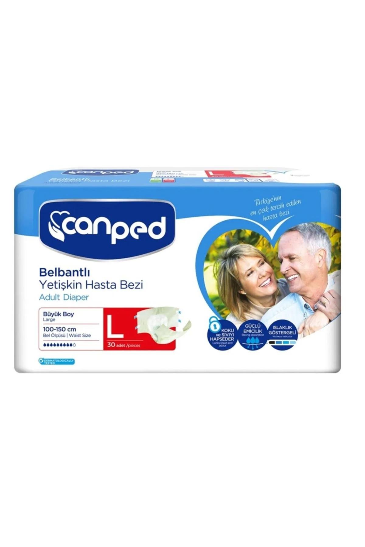 CanpedCanped Belbantlı Yetişkin Hasta Bezi Büyük Boy 100x150 cm 30 Adet Canped Belbantlı Yetişkin Hasta Bezi 30 Adet (Orta Boy) Fiyatı ve Özellikleri | Mutlufiyatlar