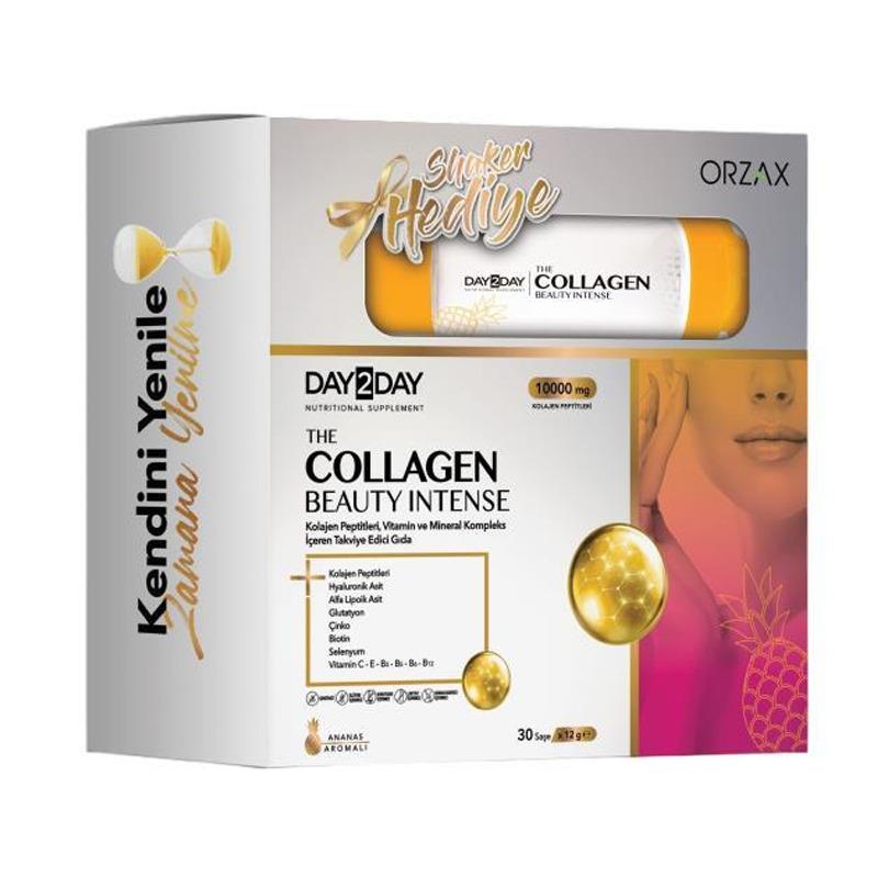 Day2Day Day2day The Collagen Beauty Intense Ananas Aromalı 30 Saşe Shaker HediyeliVit B- 12 500mg 50 Kapsül - En Uygun Fiyat | Mutlu Fiyatlar