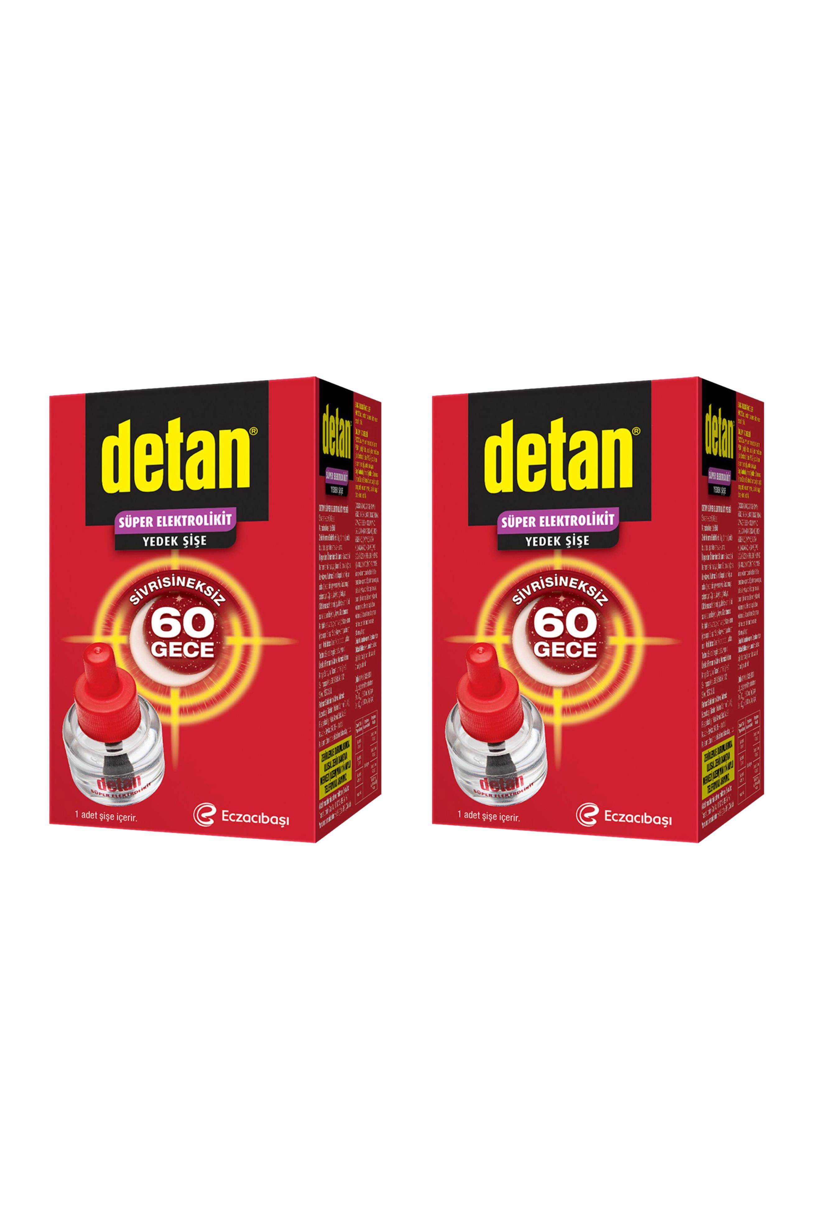 DetanDetan Süper Elektrolikit Yedek Şişe Sivrisinek ve Karasinekler Kovucu 60 Gece 2'liDetan Elektro Likit Super 60 Gece Yedek Fiyatı ve Özellikleri | Mutlufiyatlar