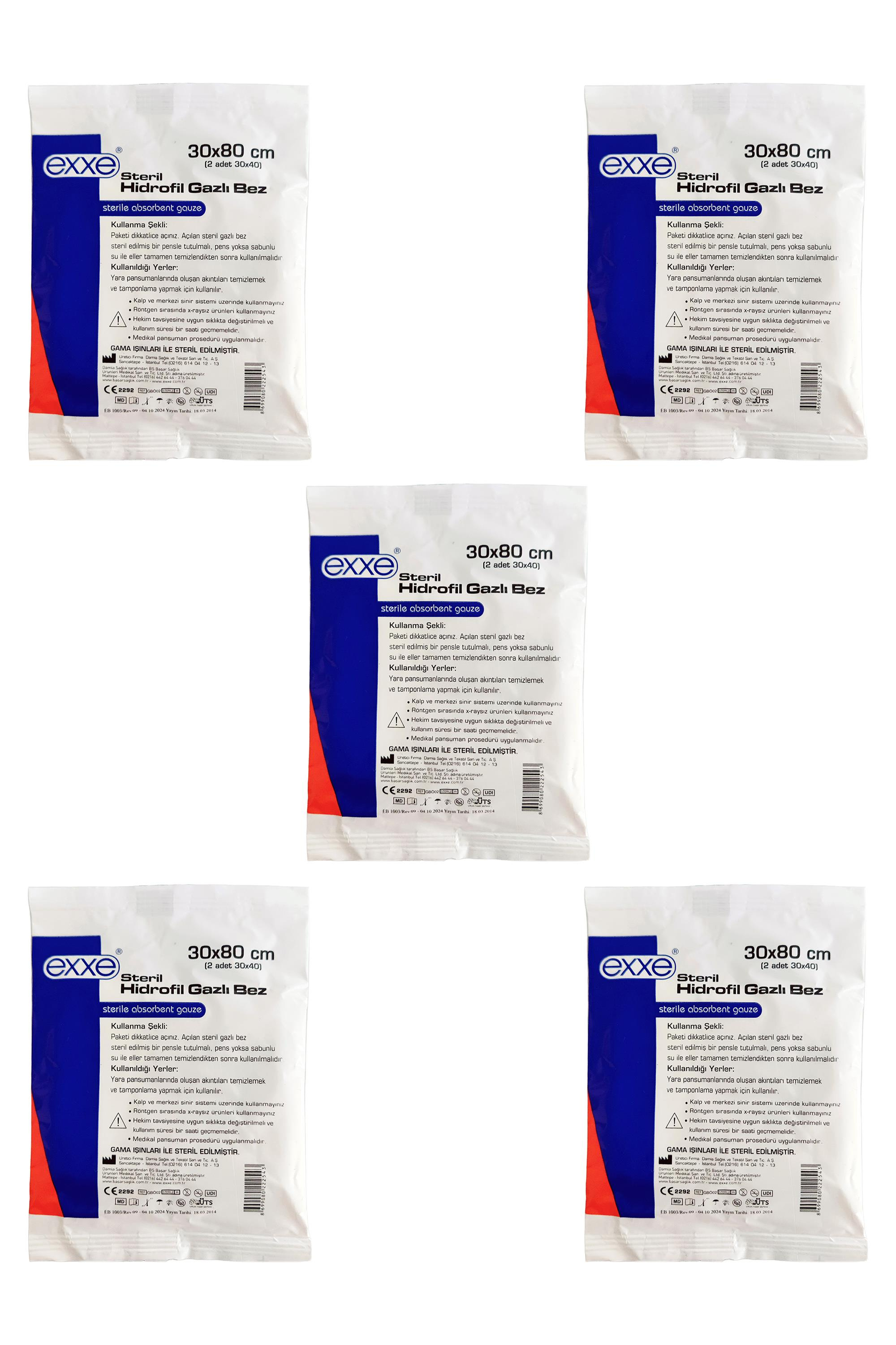 ExxeExxe Steril Hidrofil Gazlı Bez 30 cm x 80 cm ( 2 Parça 30x40 ) 5'liExxe Gazlı Bez 30 cm x 80 cm (2 Parça 30x40) Fiyatı ve Özellikleri | Mutlufiyatlar