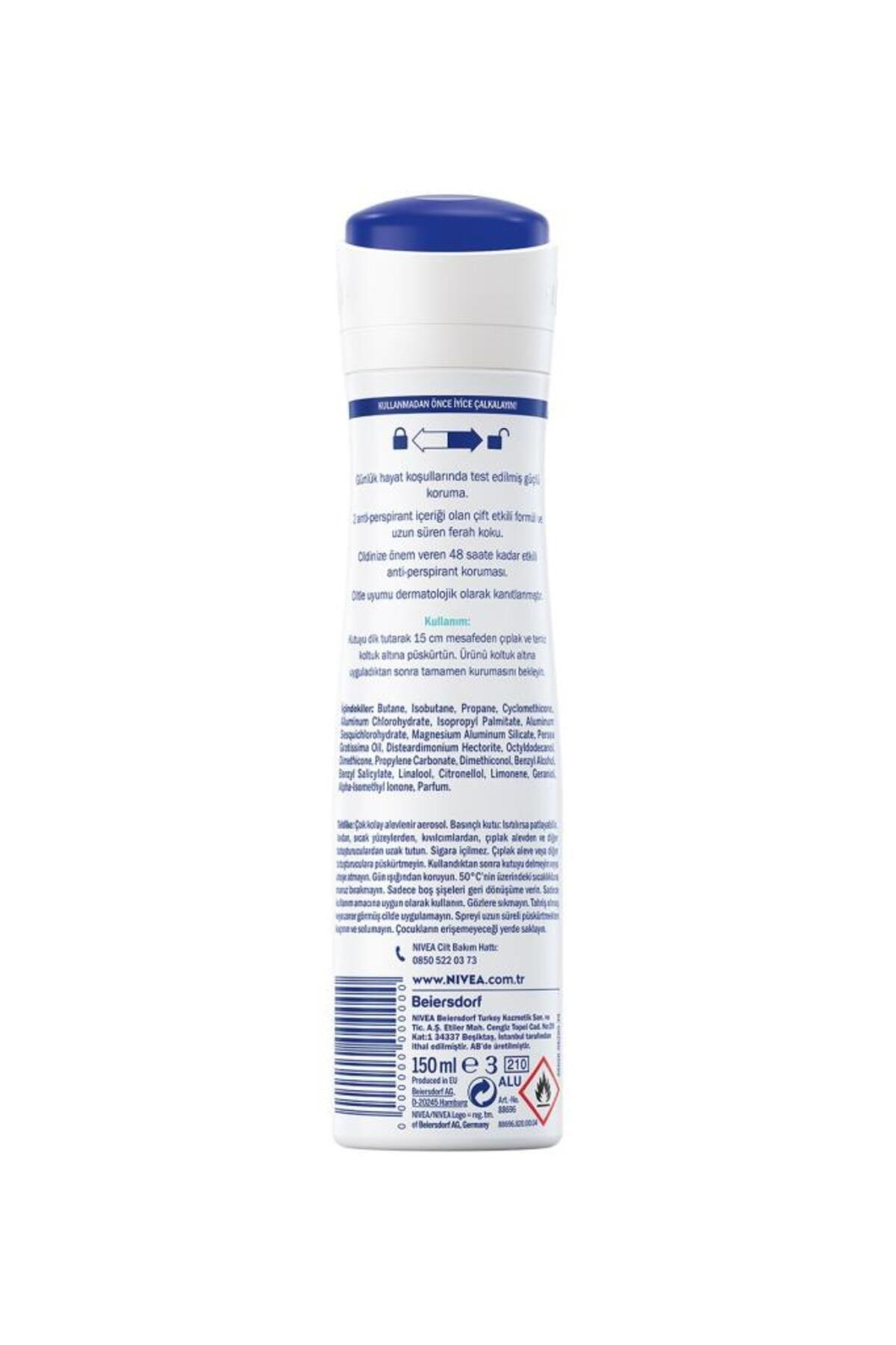 Kadın Sprey Deodorant Dry Fresh 150ml, 72 Saat Anti-perspirant Koruma, Ekstra Kuruluk
