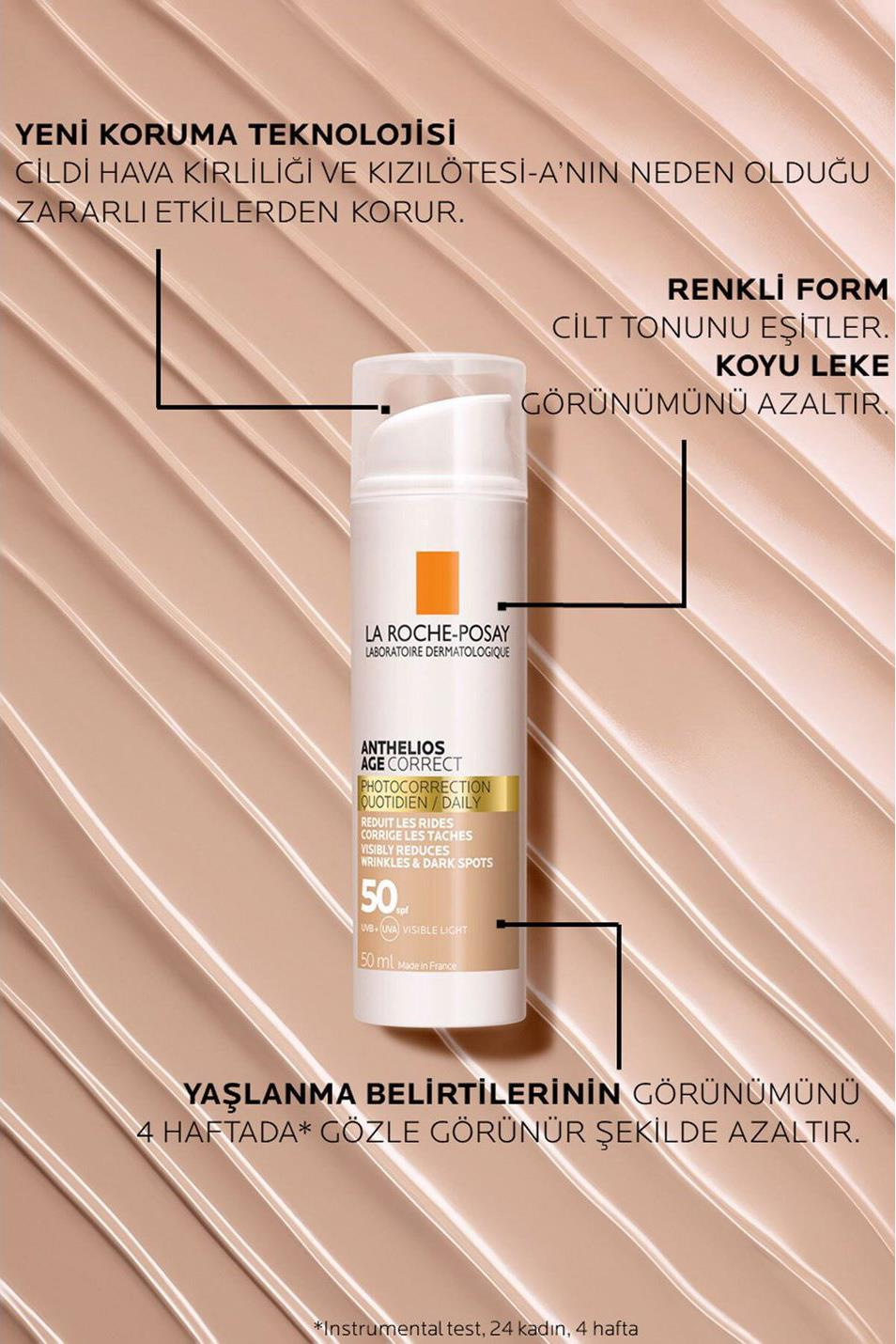 La Roche PosayLa Roche Posay Anthelios Age Correct Spf 50 Renkli Kapatıcı Özelliğe Sahip Yüz Güneş Kremi 50 mlLa Roche-Posay Anthelios Age Correct SPF50 50ml | Renkli Güneş Koruyucu