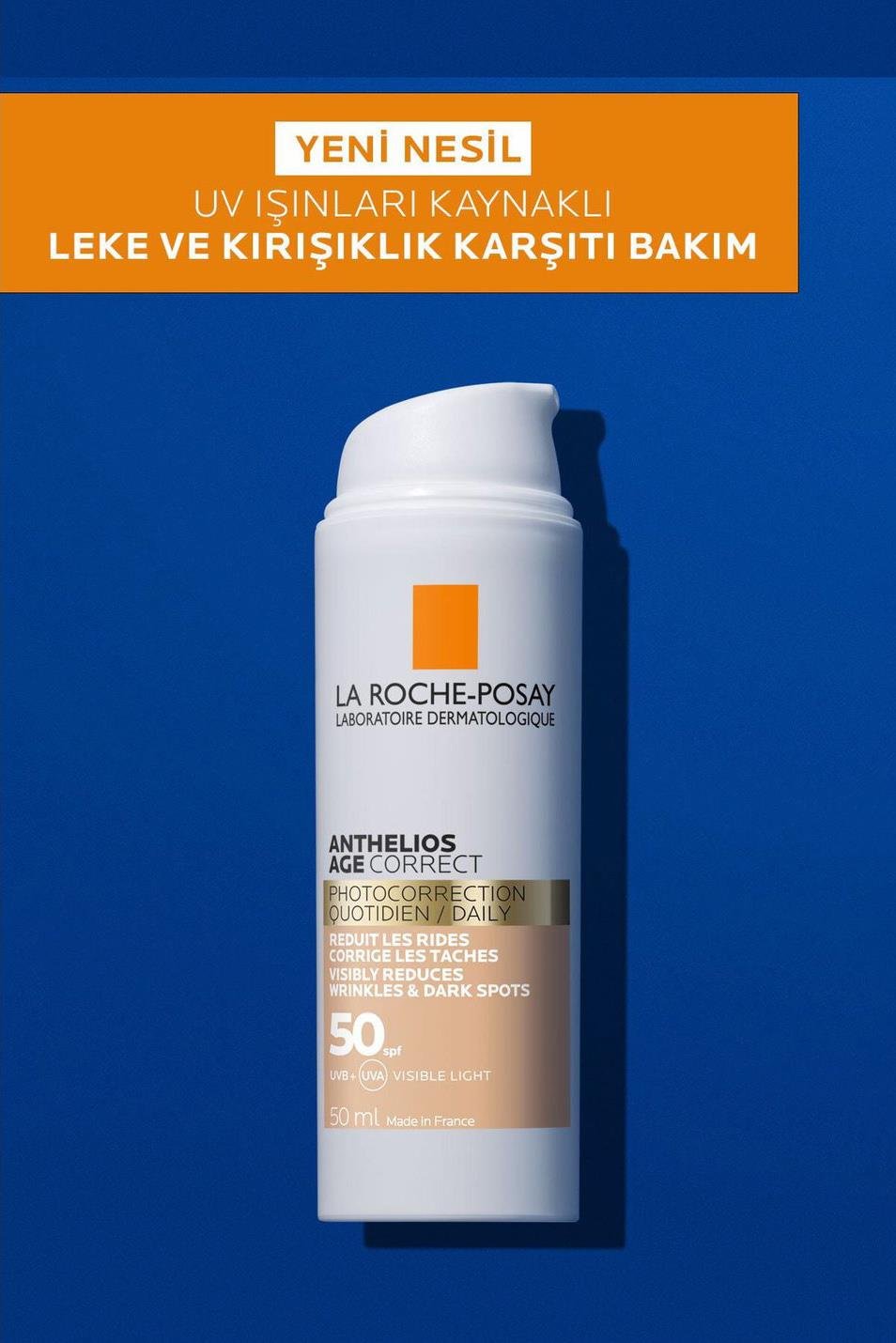 La Roche PosayLa Roche Posay Anthelios Age Correct Spf 50 Renkli Kapatıcı Özelliğe Sahip Yüz Güneş Kremi 50 mlLa Roche-Posay Anthelios Age Correct SPF50 50ml | Renkli Güneş Koruyucu
