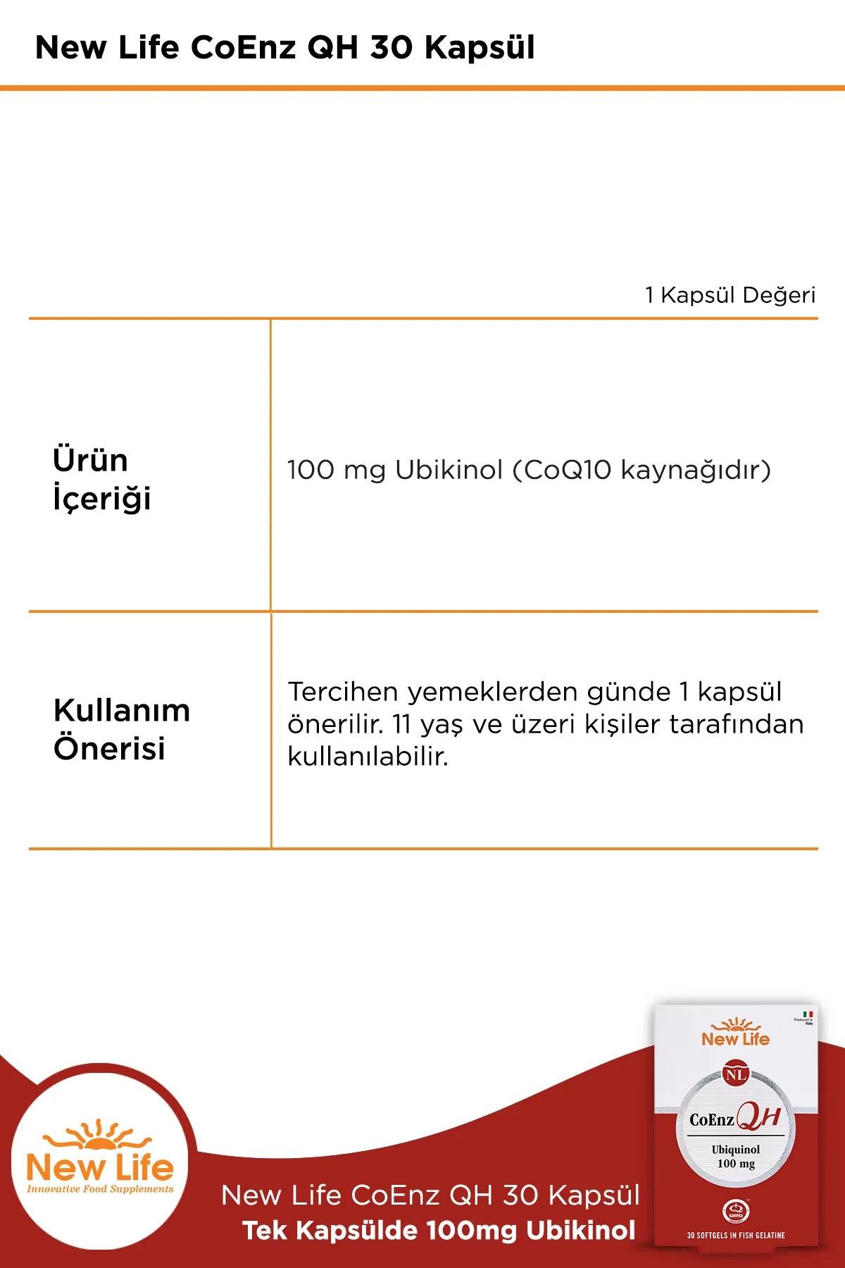 New Life New Life CoEnz QH Ubikinol 30 KapsülNew Life CoEnz QH Ubikinol | Güçlü Antioksidan 30 Kapsül