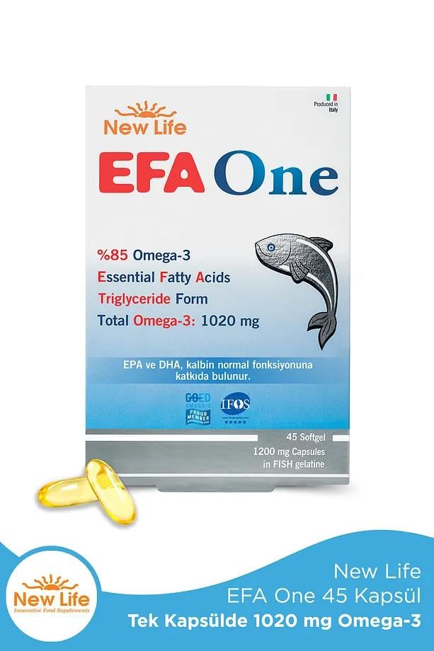New Life New Life Efa One Balık Yağı 45 Kapsül - 1020mg Omega 3 - 580mg EPA - 390mg DHANew Life Efa One 1020 mg | Gelişmiş Omega 3 Formülü
